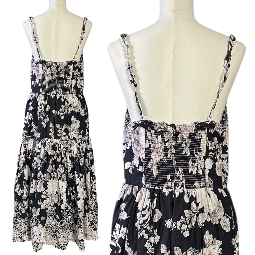 Anthropologie Sleeveless Sweetheart Eyelet Lace Floral A Line Midi Dress Large - Picture 8 of 12